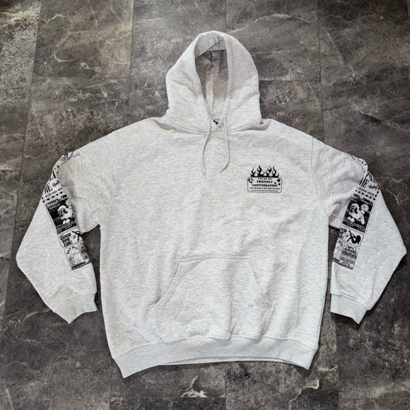 New Girl Order Tops - New Girl Order Gray Graphic Hoodie Size 20 / XXL